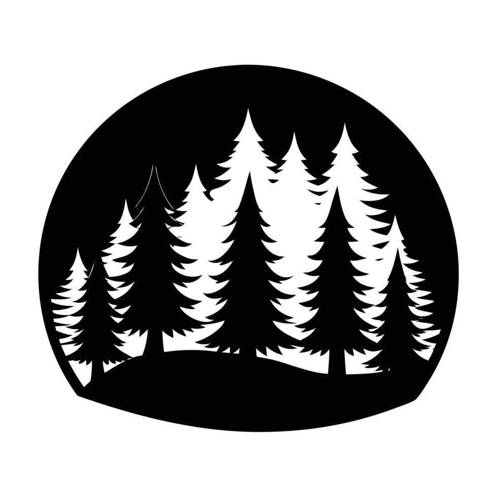 Forest silhouette illustration black color simple and minimal vector