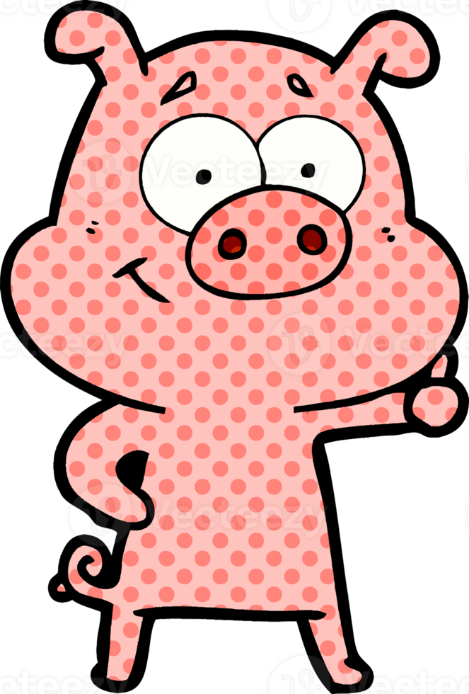 happy cartoon pig drawing png