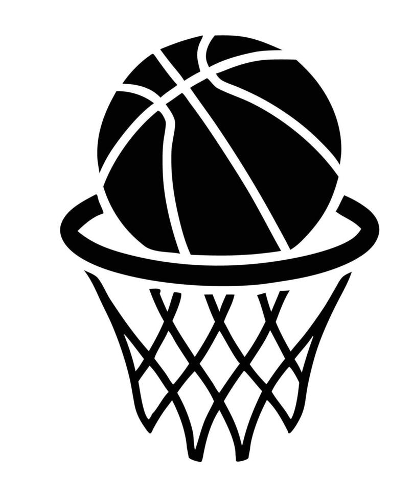 Basketball ring logo Sketch art illustration black color silhouette vector