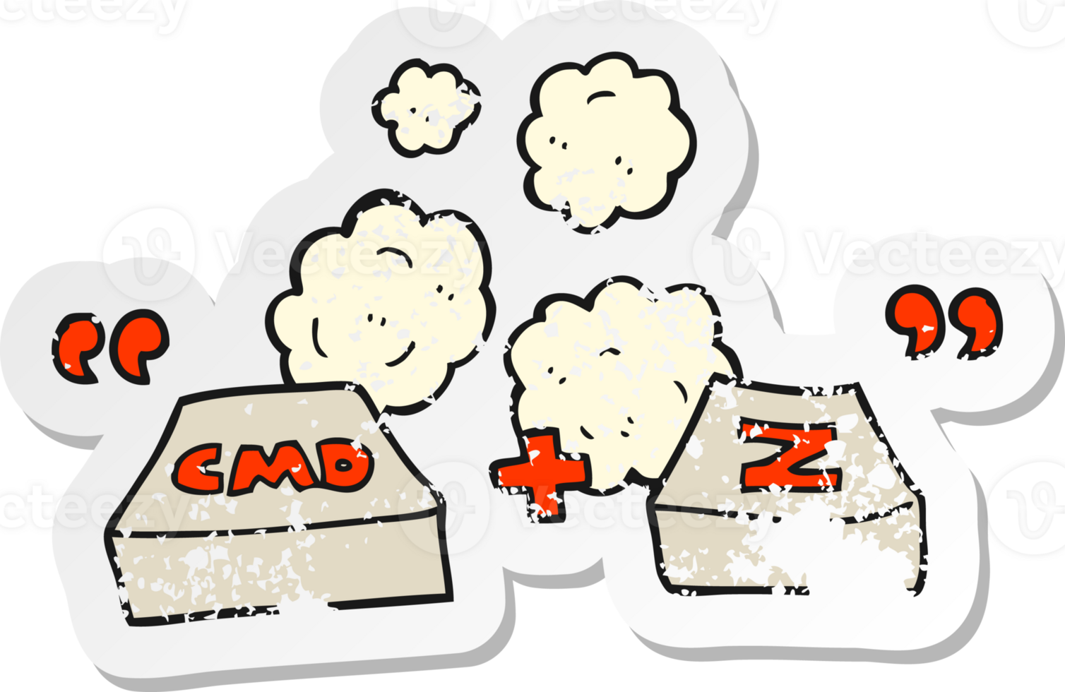 retro distressed sticker of a cartoon command Z function drawing png