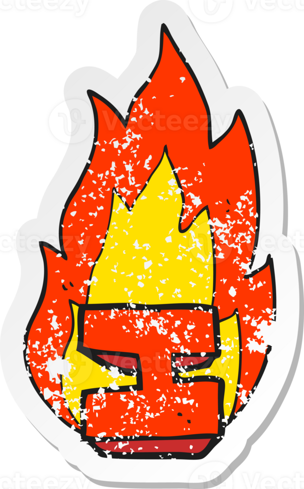retro distressed sticker of a cartoon flaming letter I drawing png