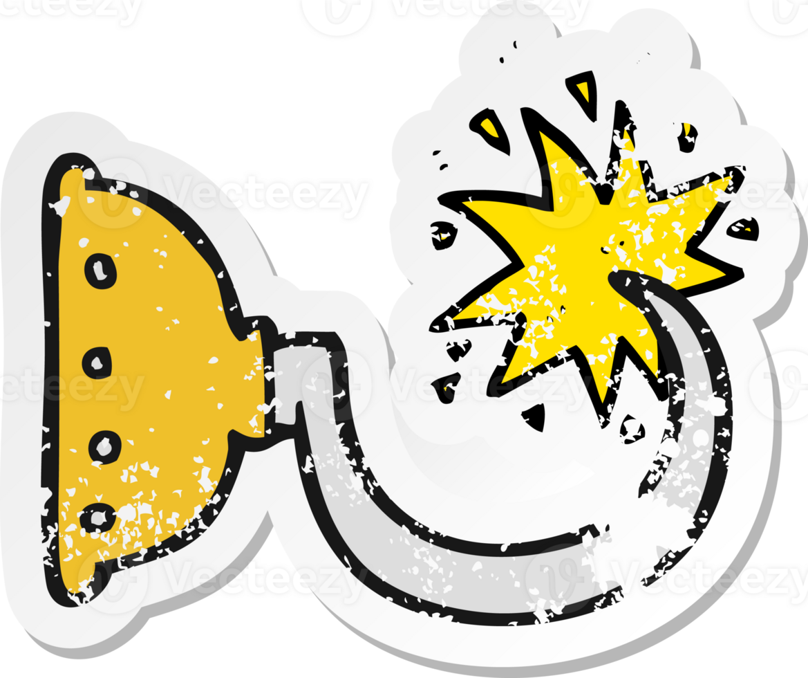 retro distressed sticker of a cartoon pirate hook drawing png