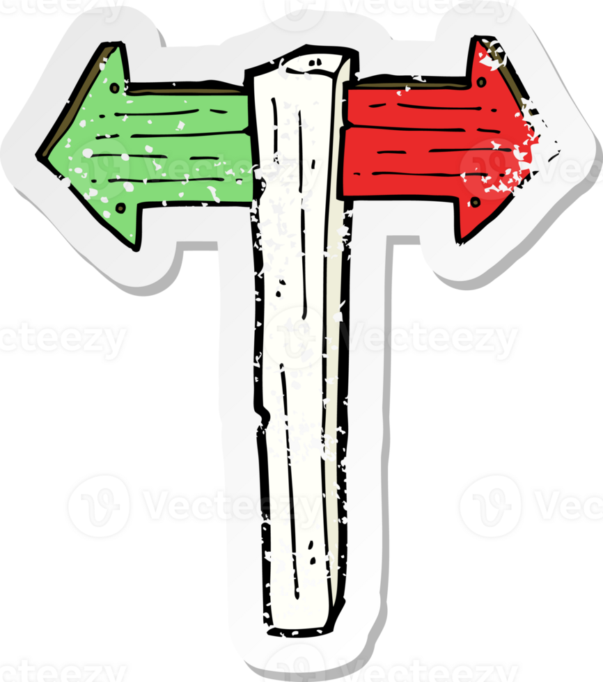retro distressed sticker of a cartoon sign post drawing png