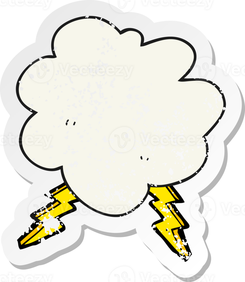 retro distressed sticker of a cartoon storm cloud drawing png