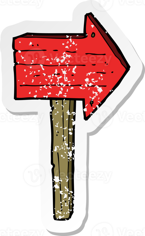 retro distressed sticker of a cartoon sign post drawing png