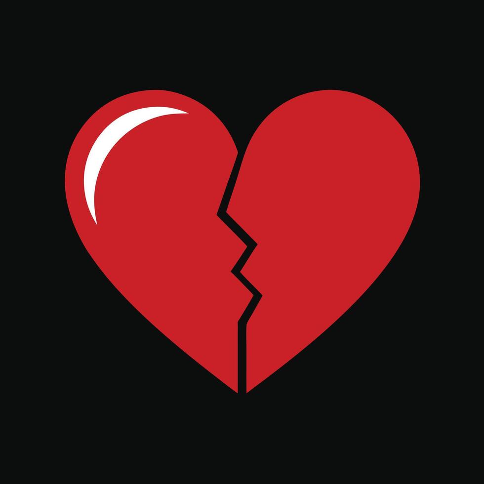 Broken heart shape sketch art illustration vector