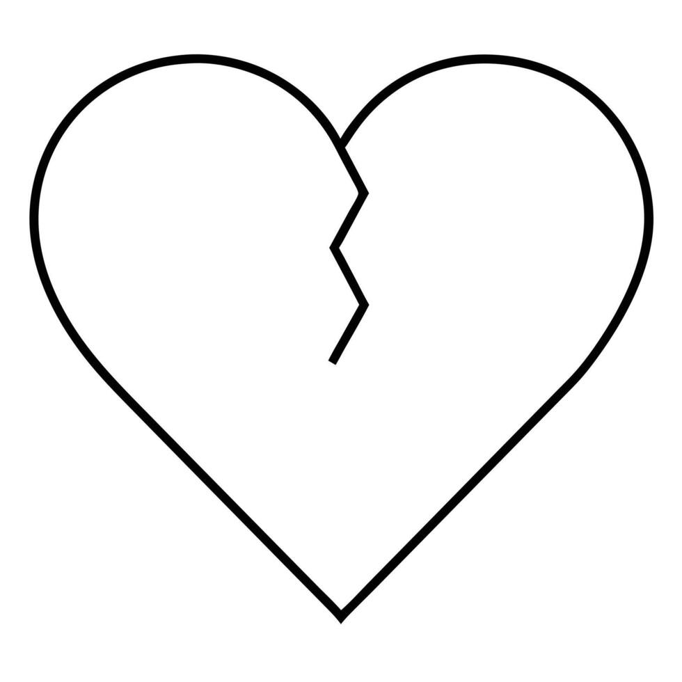 Broken heart shape sketch art illustration vector