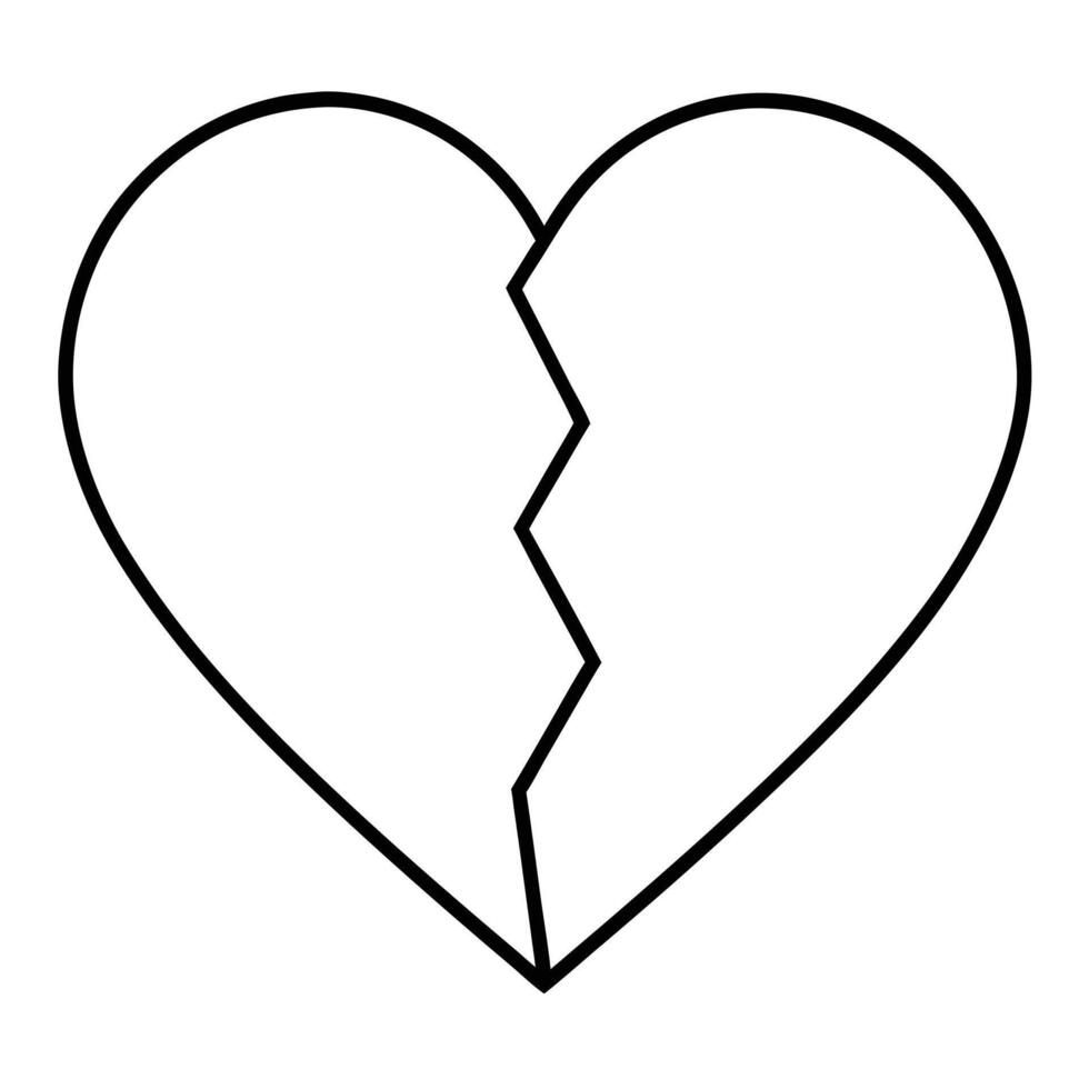 Broken heart shape sketch art illustration vector