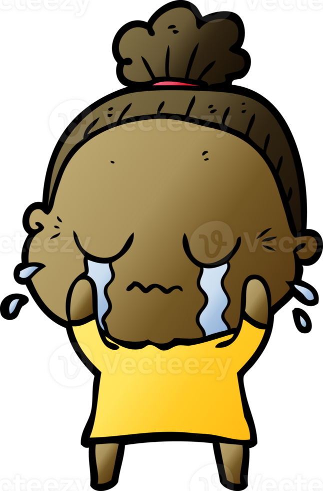 cartoon crying old lady drawing png