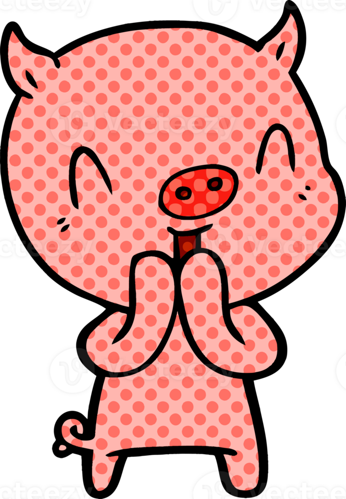 happy cartoon pig drawing png