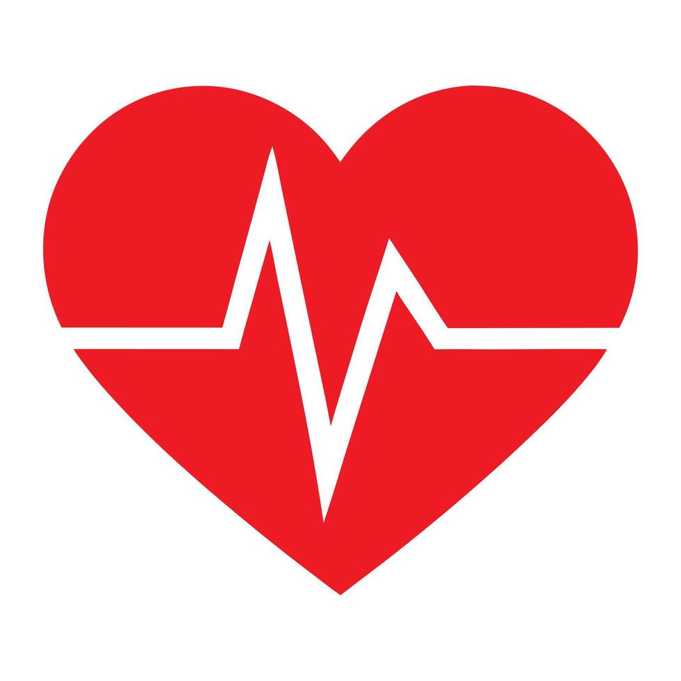 Red heartbeat symbol illustration white background vector