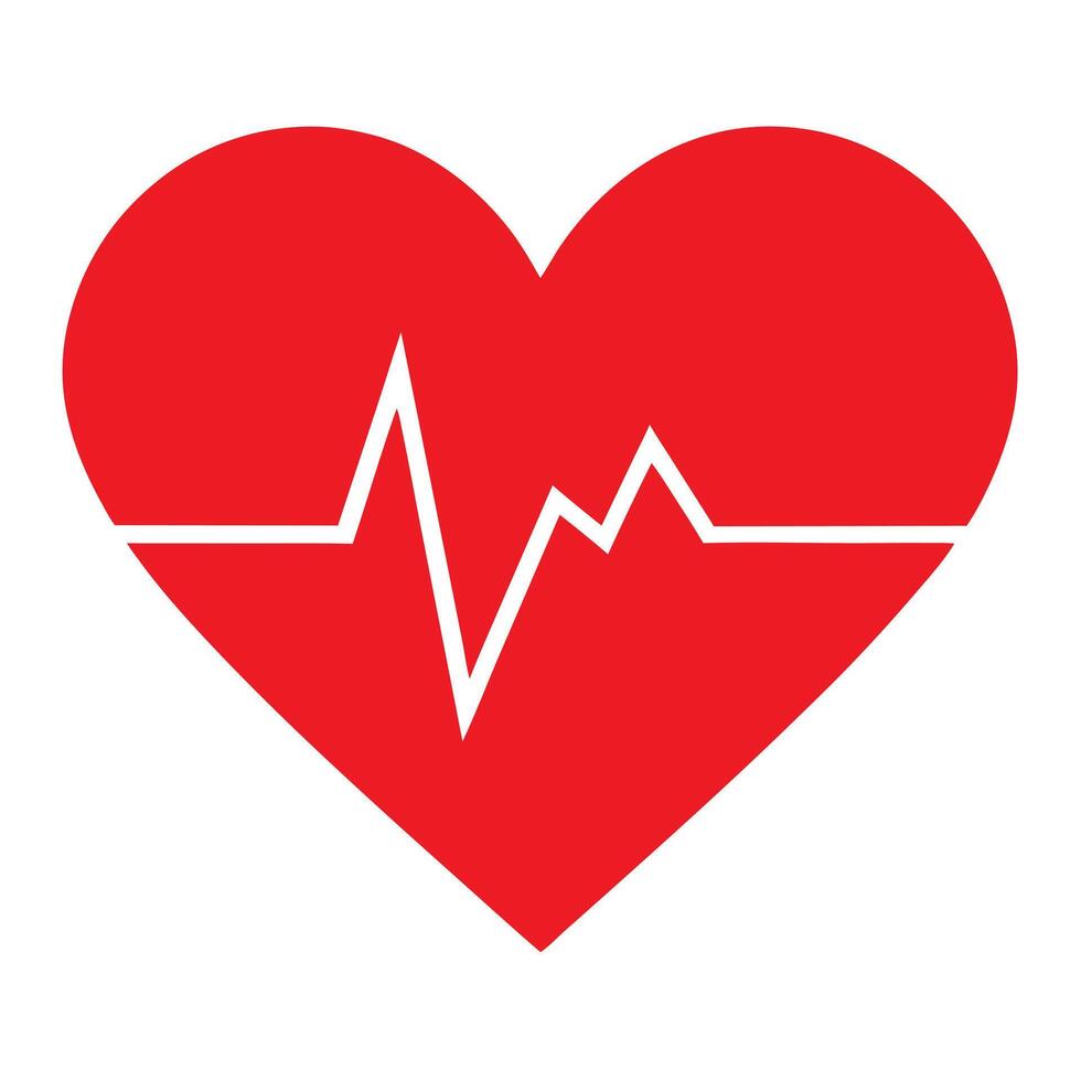 Red heartbeat symbol illustration white background vector