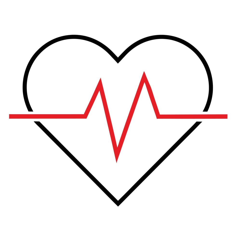 Red heartbeat symbol illustration white background vector