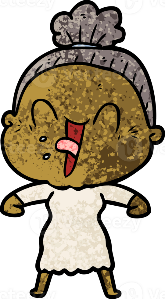 cartoon happy old woman drawing png