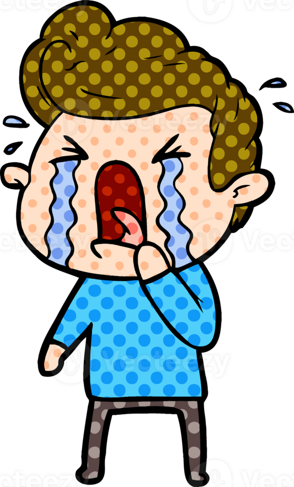 cartoon crying man drawing png