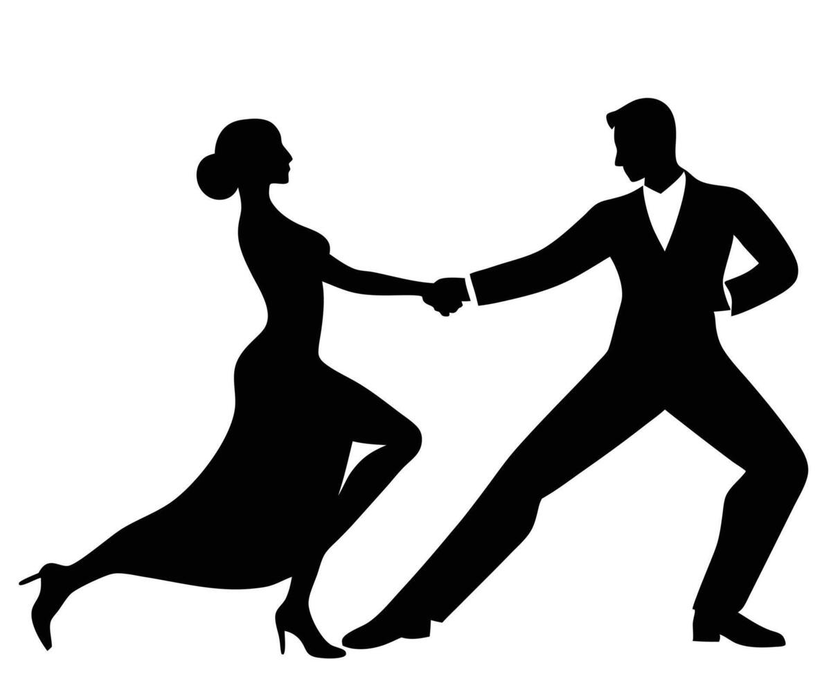Romantic Couple Dancing silhouette, white background vector