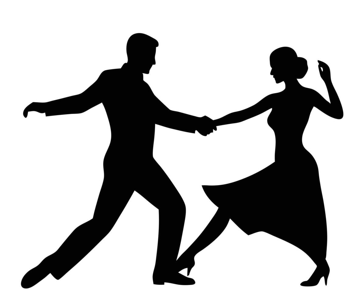 Romantic Couple Dancing silhouette, white background vector