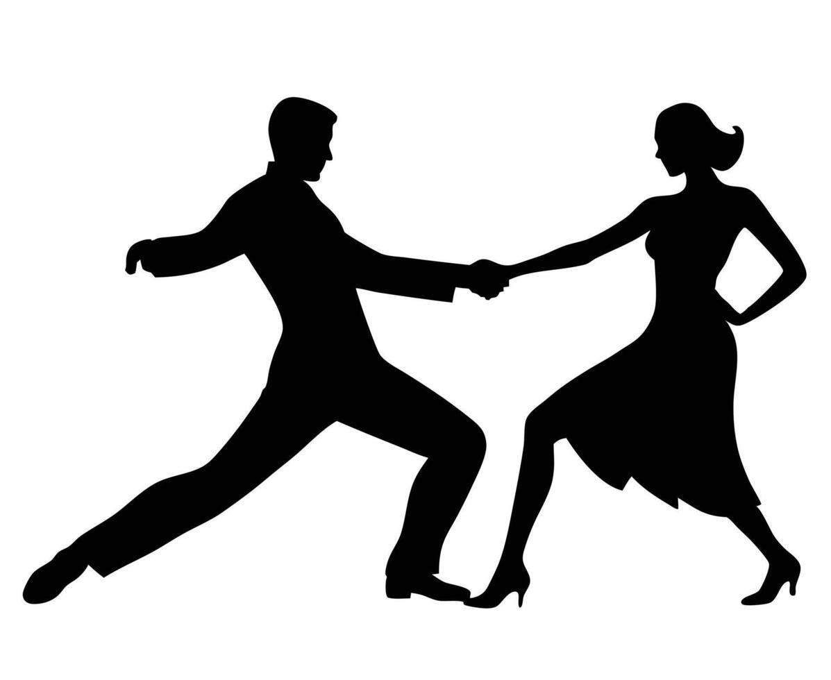 Romantic Couple Dancing silhouette, white background vector