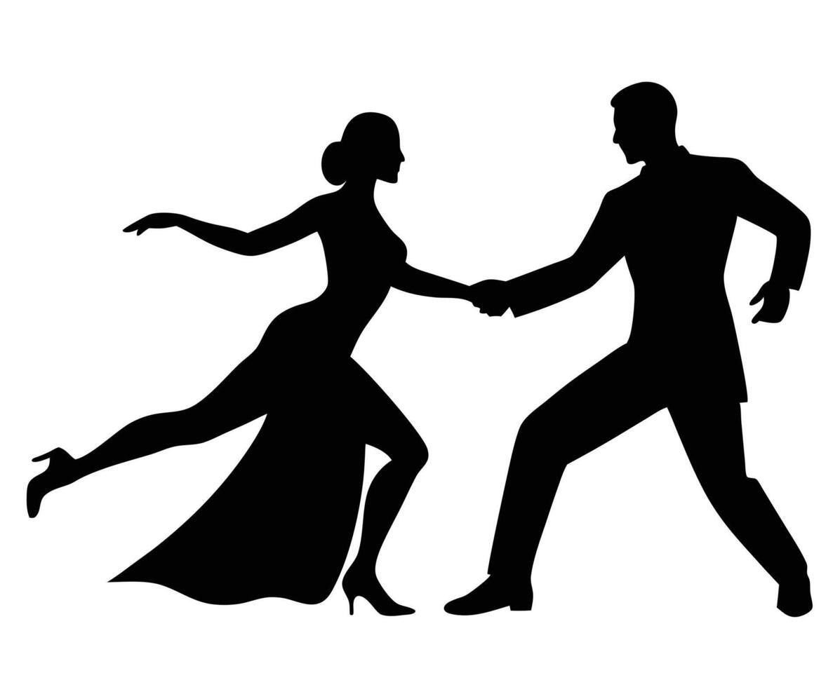 Romantic Couple Dancing silhouette, white background vector