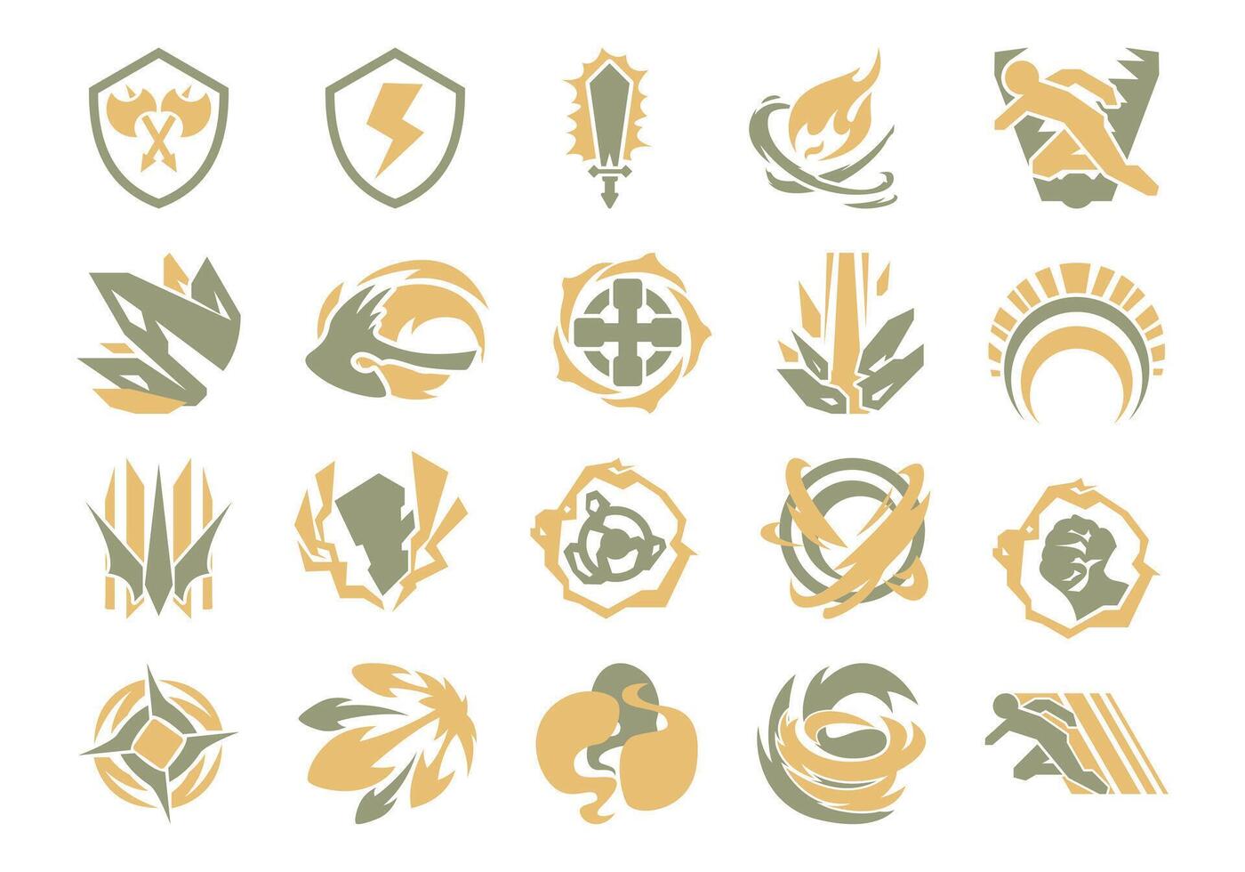 Power Up Games Icon Element Set vector