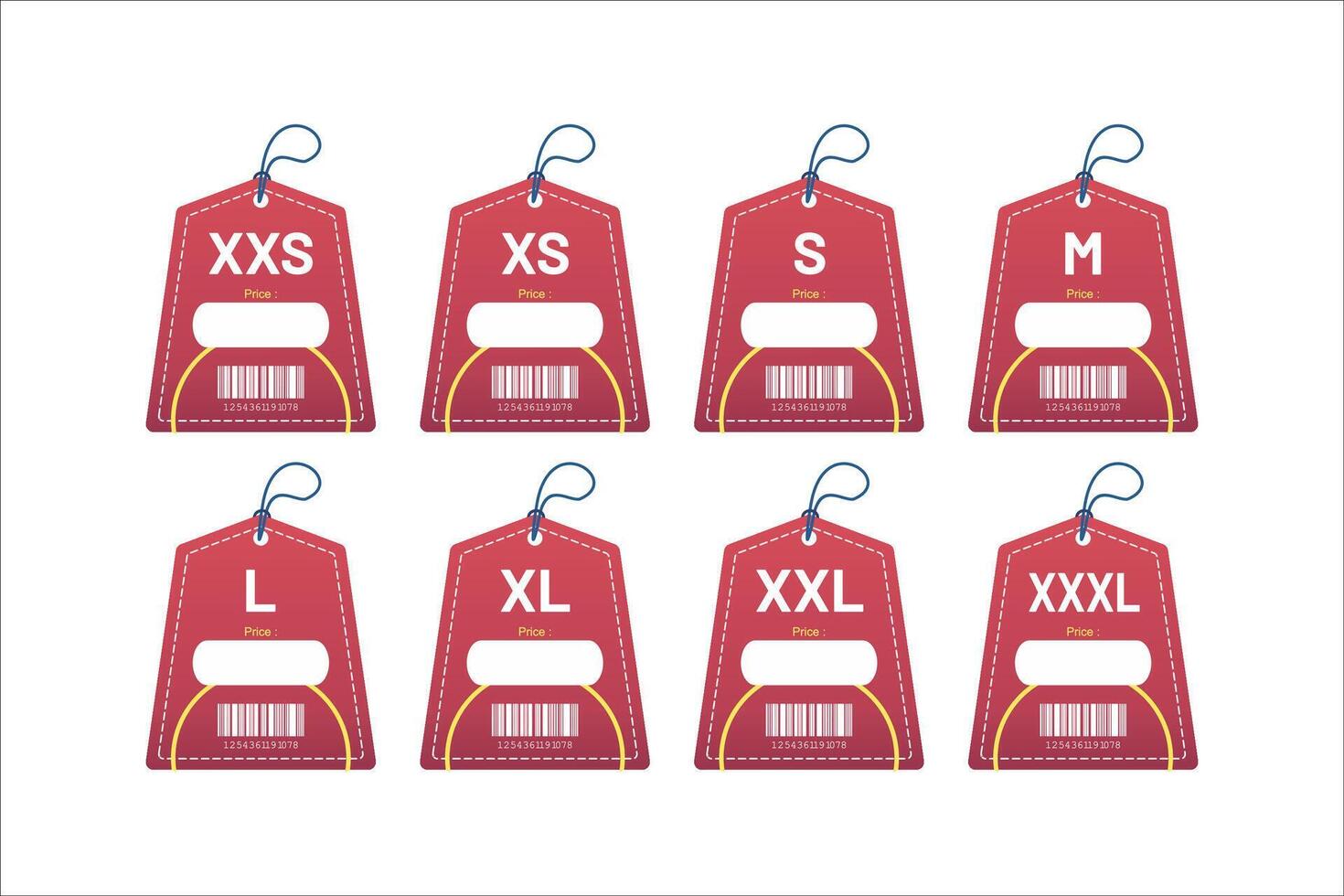 set clothing size labels size label tag Clothing neck label tag concept no border design vector