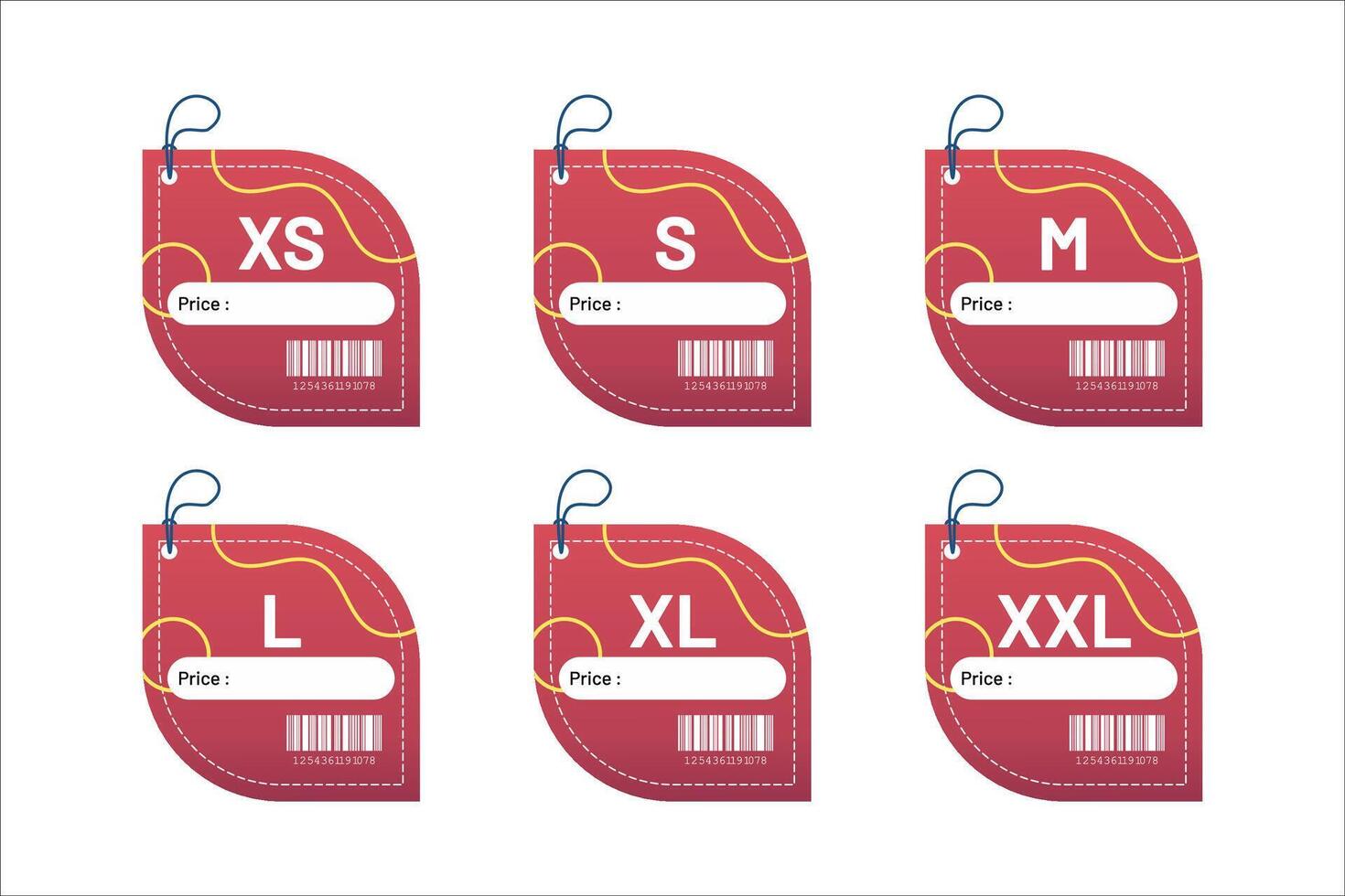 set clothing size labels size label tag Clothing neck label tag concept no border design vector
