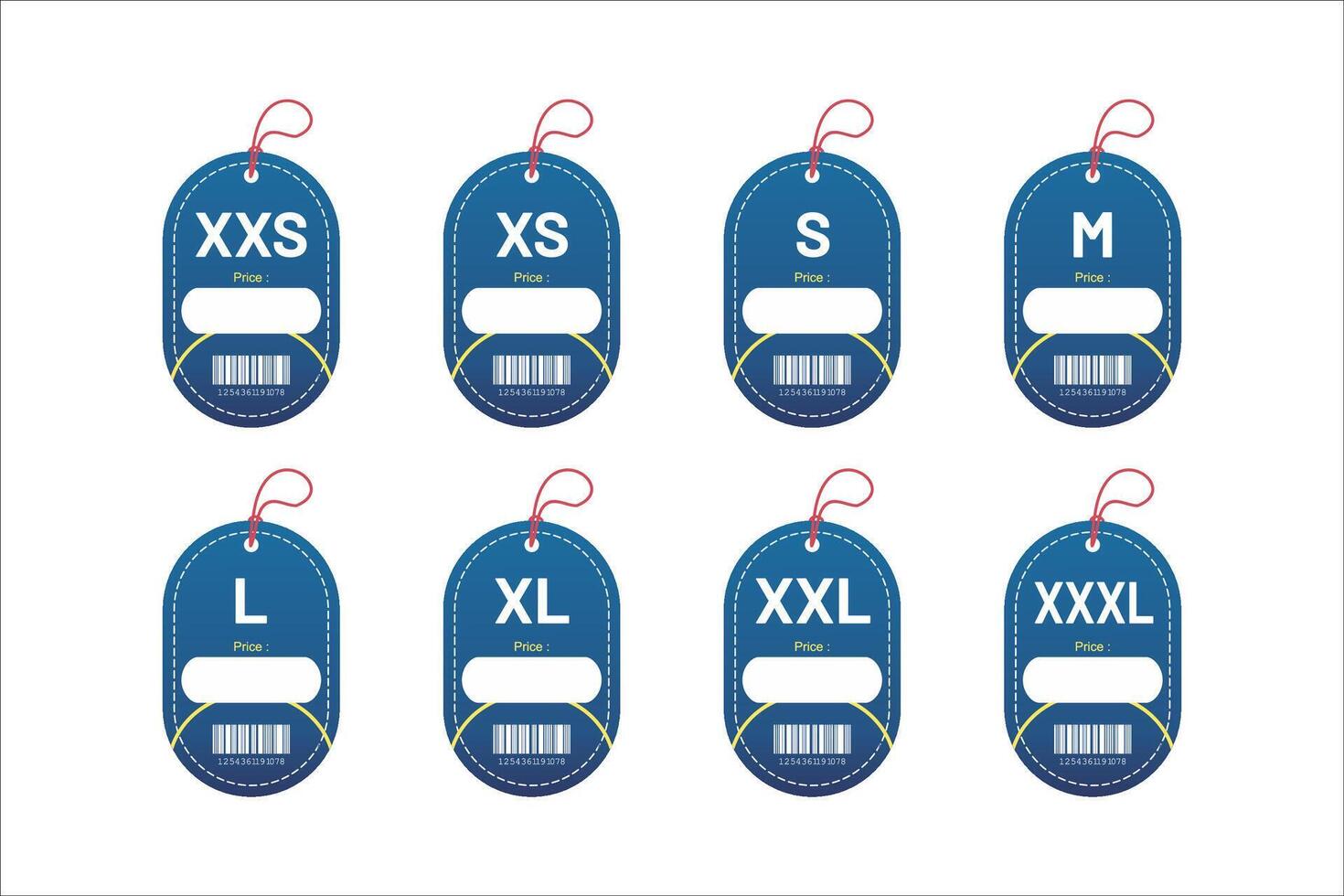 set clothing size labels size label tag Clothing neck label tag concept no border design vector