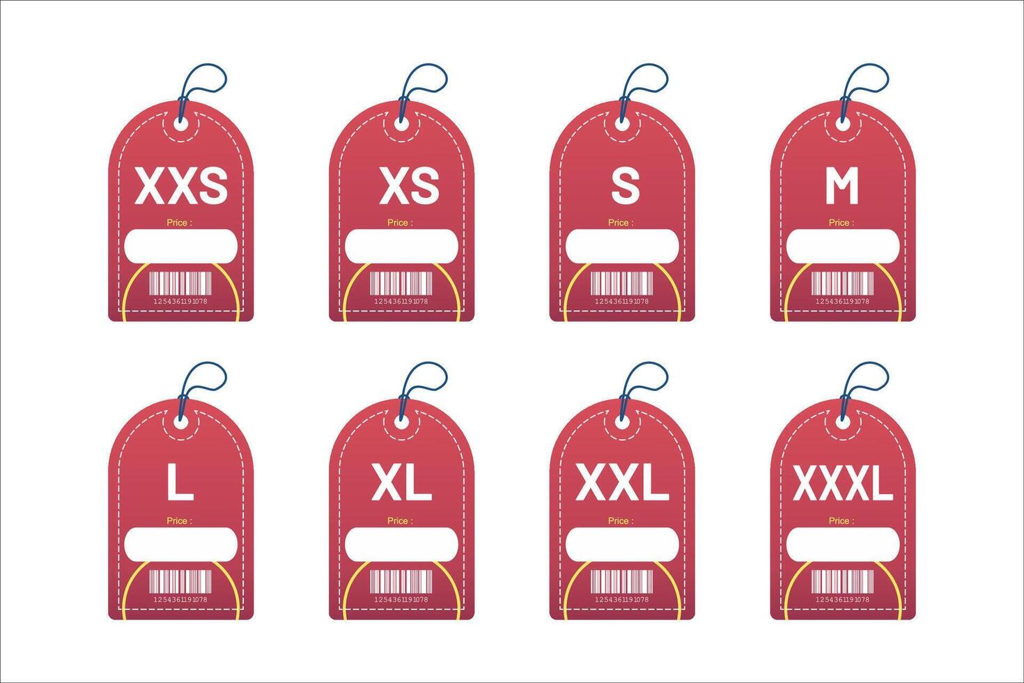 set clothing size labels size label tag Clothing neck label tag concept no border design vector