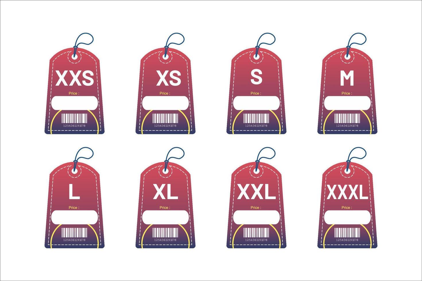 set clothing size labels size label tag Clothing neck label tag concept no border design vector