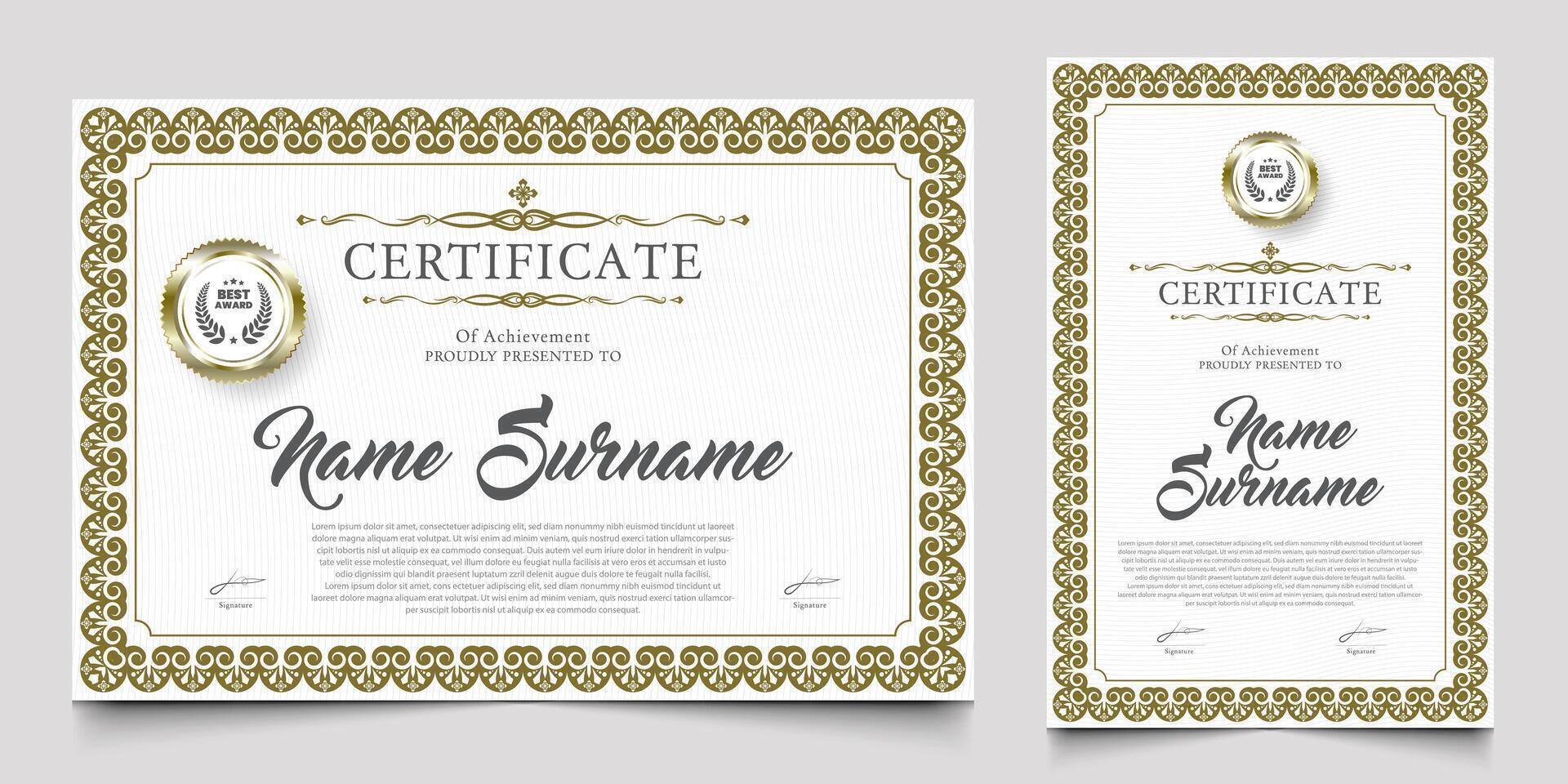 Certificate design with a vintage or retro theme. cherished element of companies, schools, events. vector