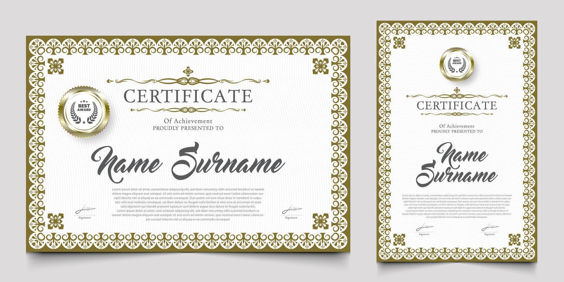 Certificate design with a vintage or retro theme. cherished element of companies, schools, events. vector