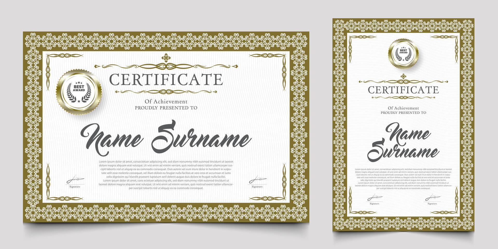 Certificate design with a vintage or retro theme. cherished element of companies, schools, events. vector