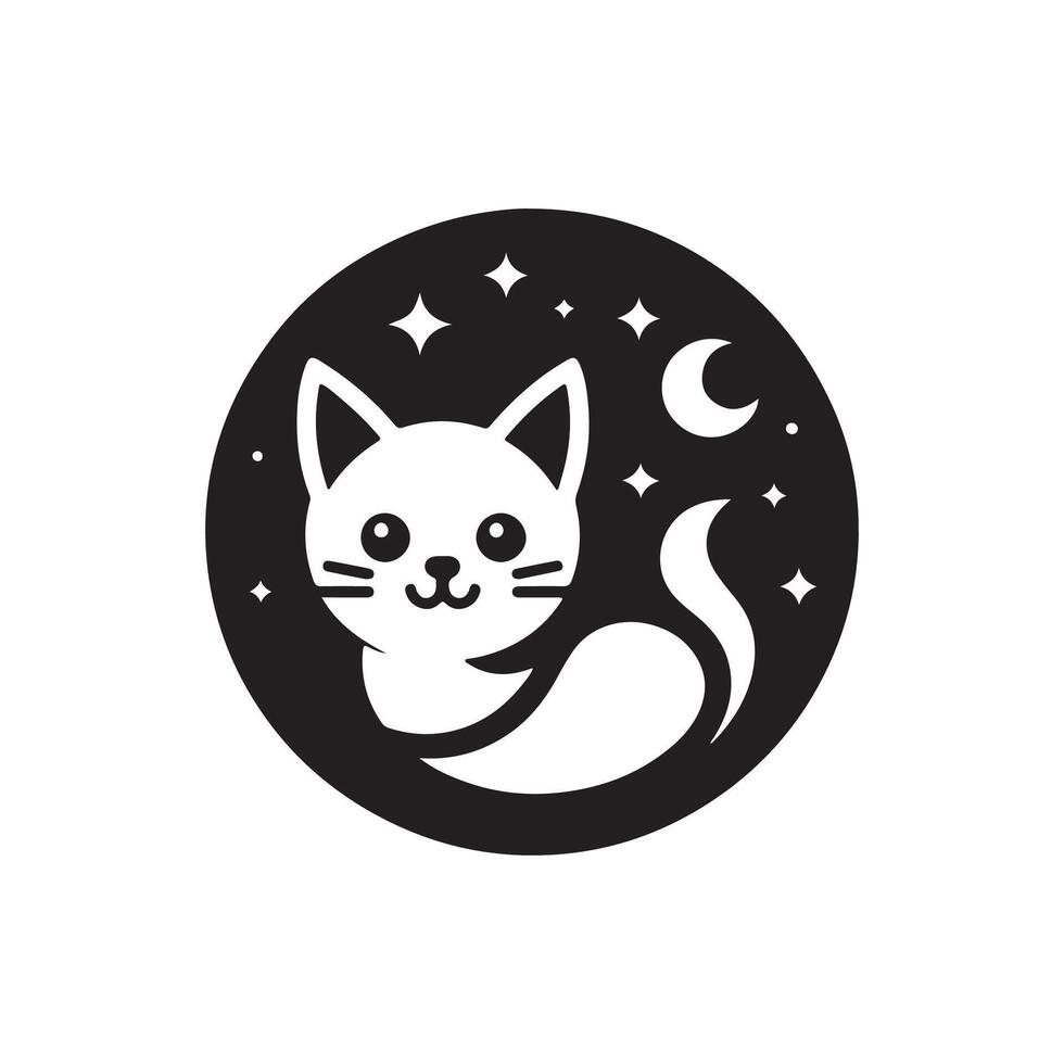 black cat illustration for icon, symbol or logo. cat silhouette, animal outline vector