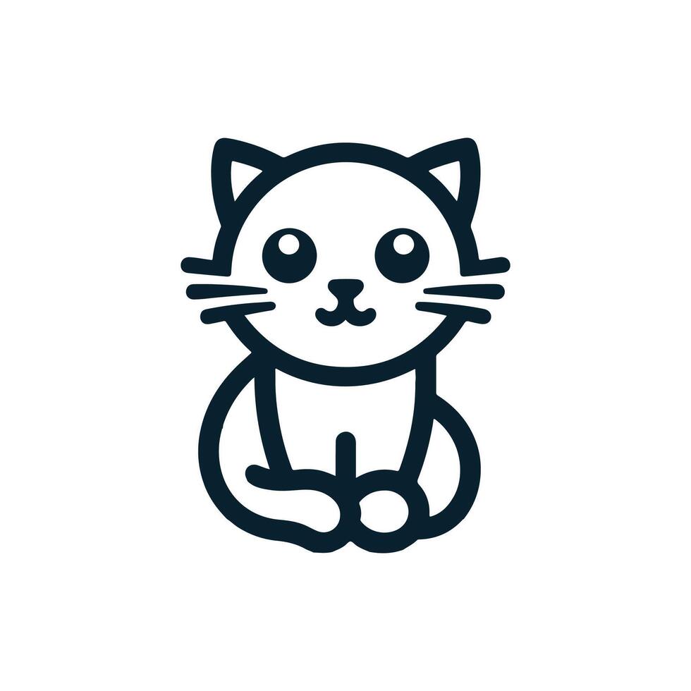 simple cat outline logo icon illustration, animal outline art vector