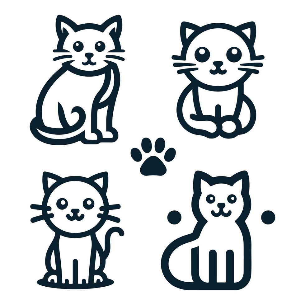 simple cat outline logo icon illustration, animal outline art vector