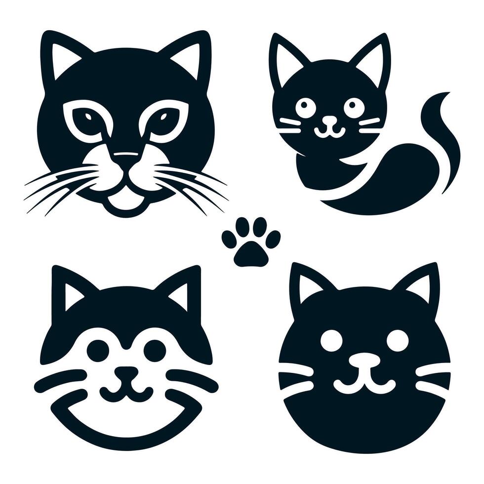 simple cat outline logo icon illustration, animal outline art vector