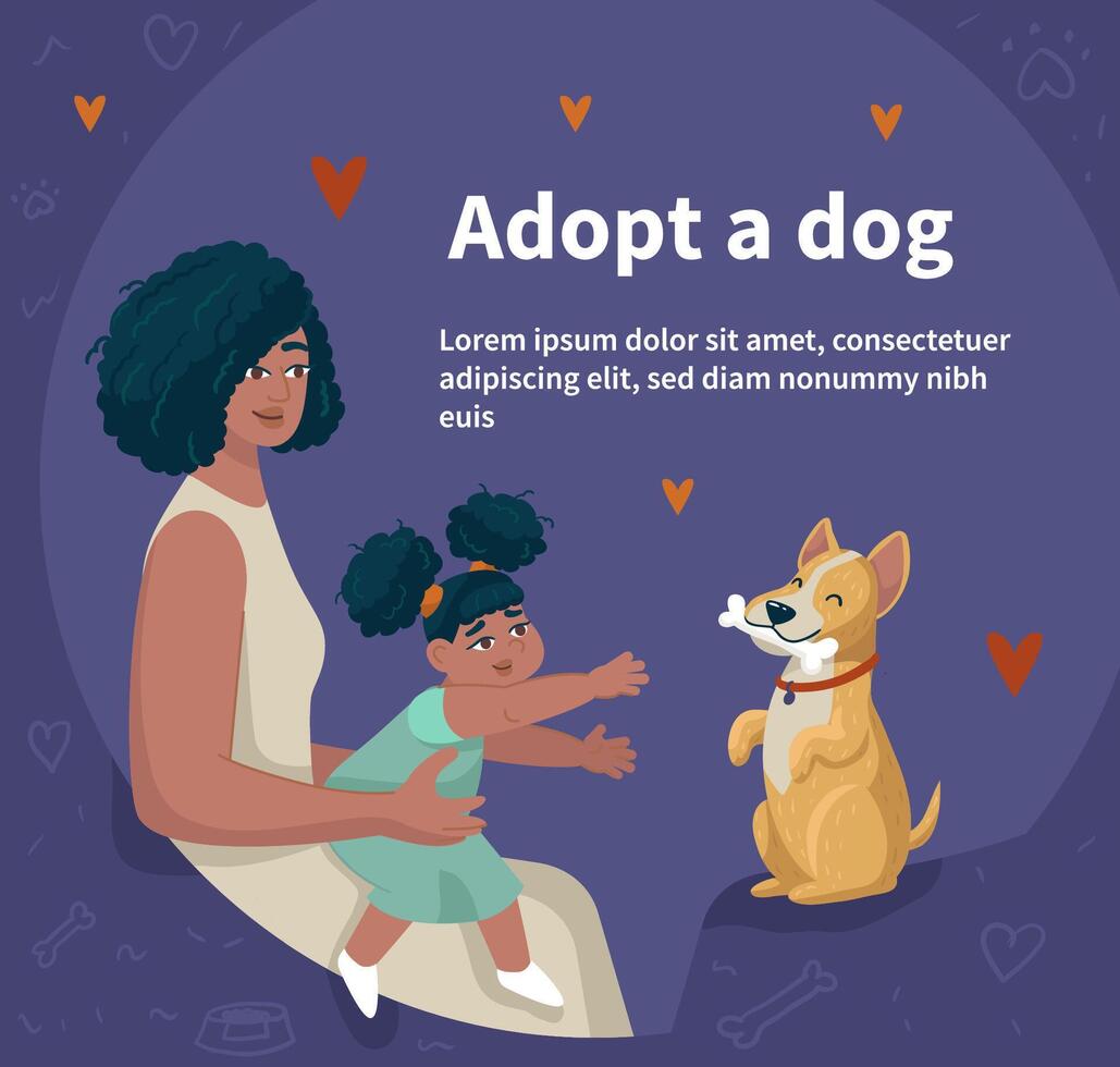Pets care poster. Children hugging dog cats, thanks for caring. Animal adoption background vector