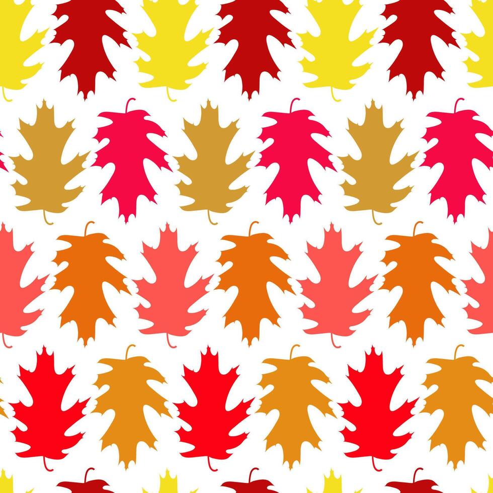 Autumn Colorful Oak Leaves Seamless Pattern vector