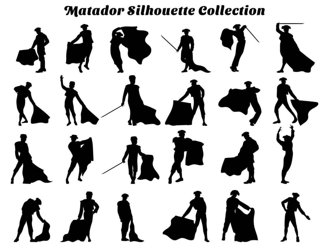 Matador silhouette illustration set vector