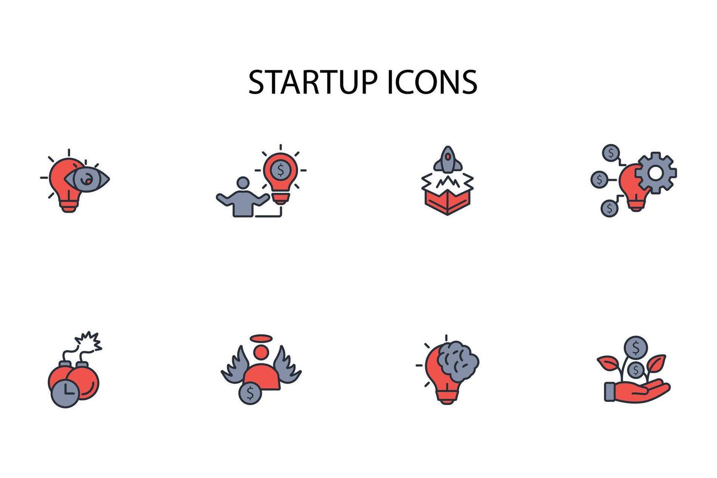 Startup icon set..Editable stroke.linear style sign for use web design,logo.Symbol illustration. vector