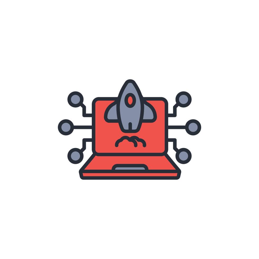 tech startup icon. .Editable stroke.linear style sign for use web design,logo.Symbol illustration. vector
