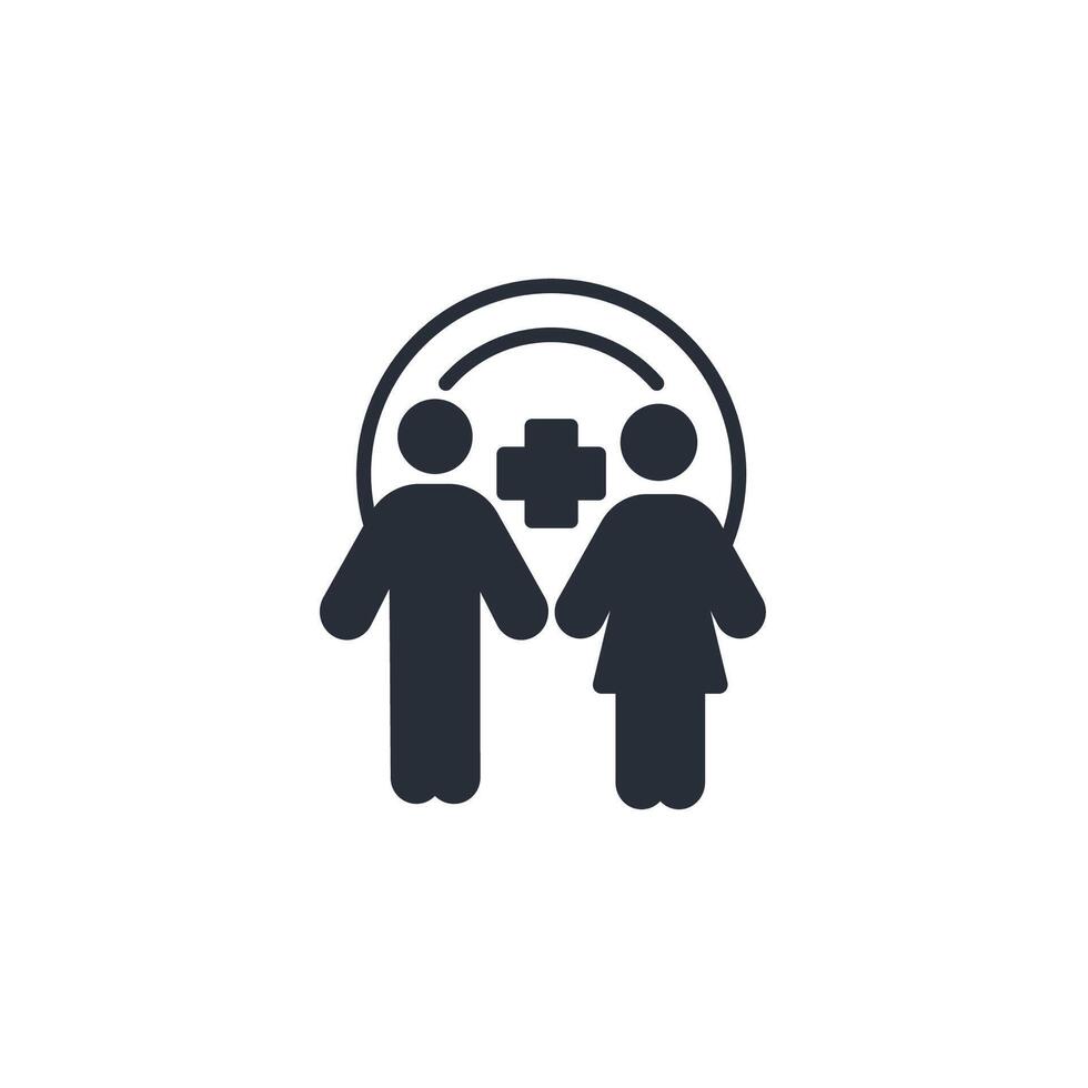 family health care icon. .Editable stroke.linear style sign for use web design,logo.Symbol illustration. vector