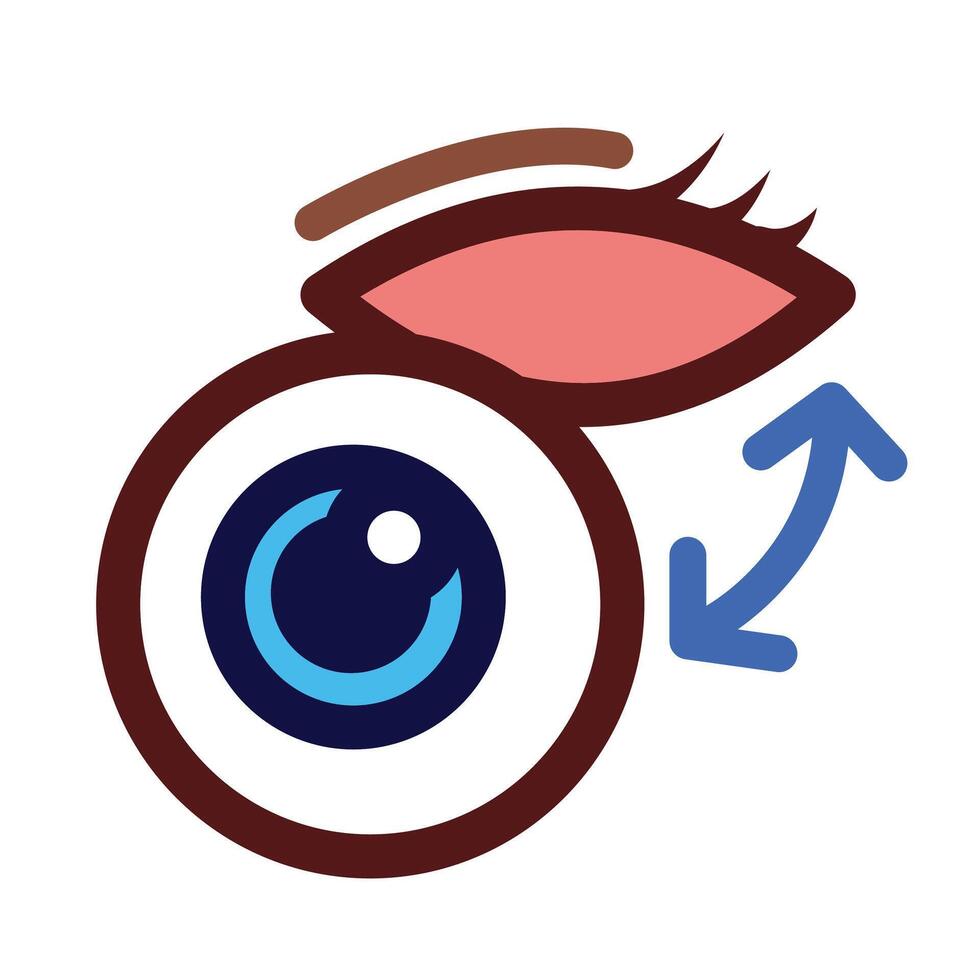 Prosthetic or fake eye ball support colored icon illustration with outline isolated on square white background. Simple flat cartoon art styled drawing. vector