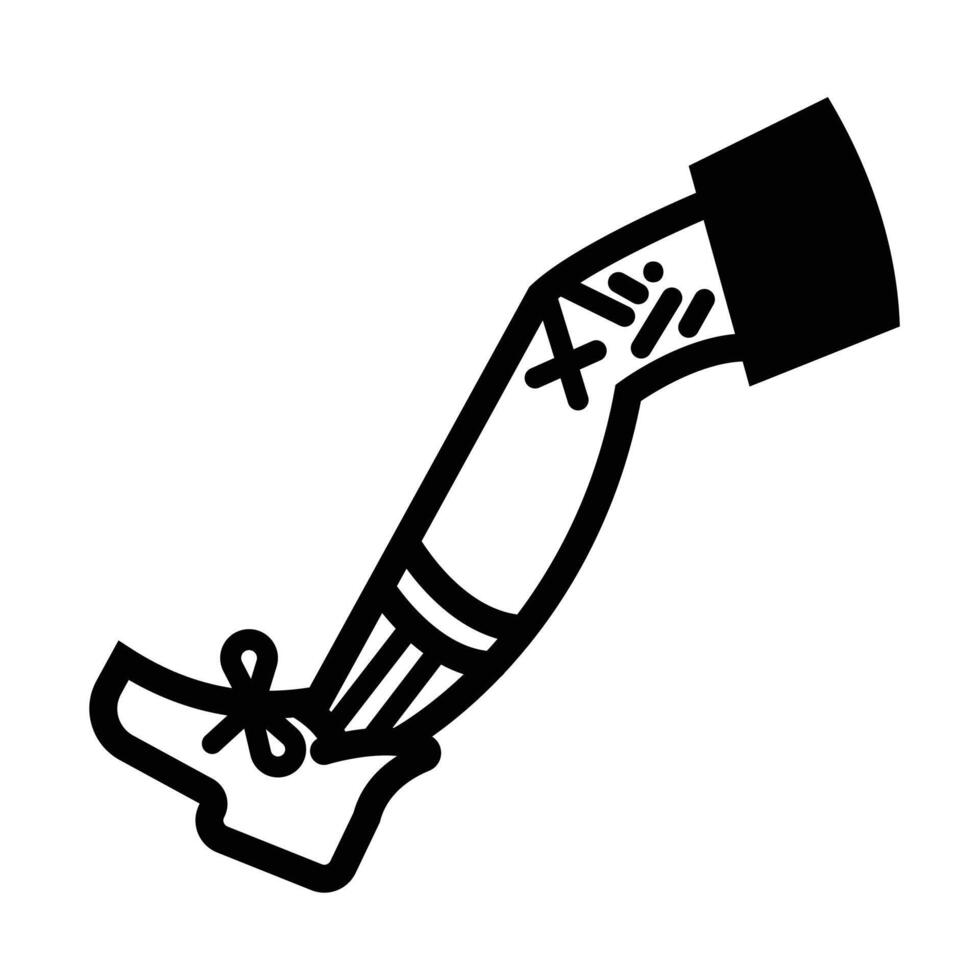 Grazed or wounded human knee icon illustration black outlined isolated on square white background. Simple flat cartoon art styled drawing. vector