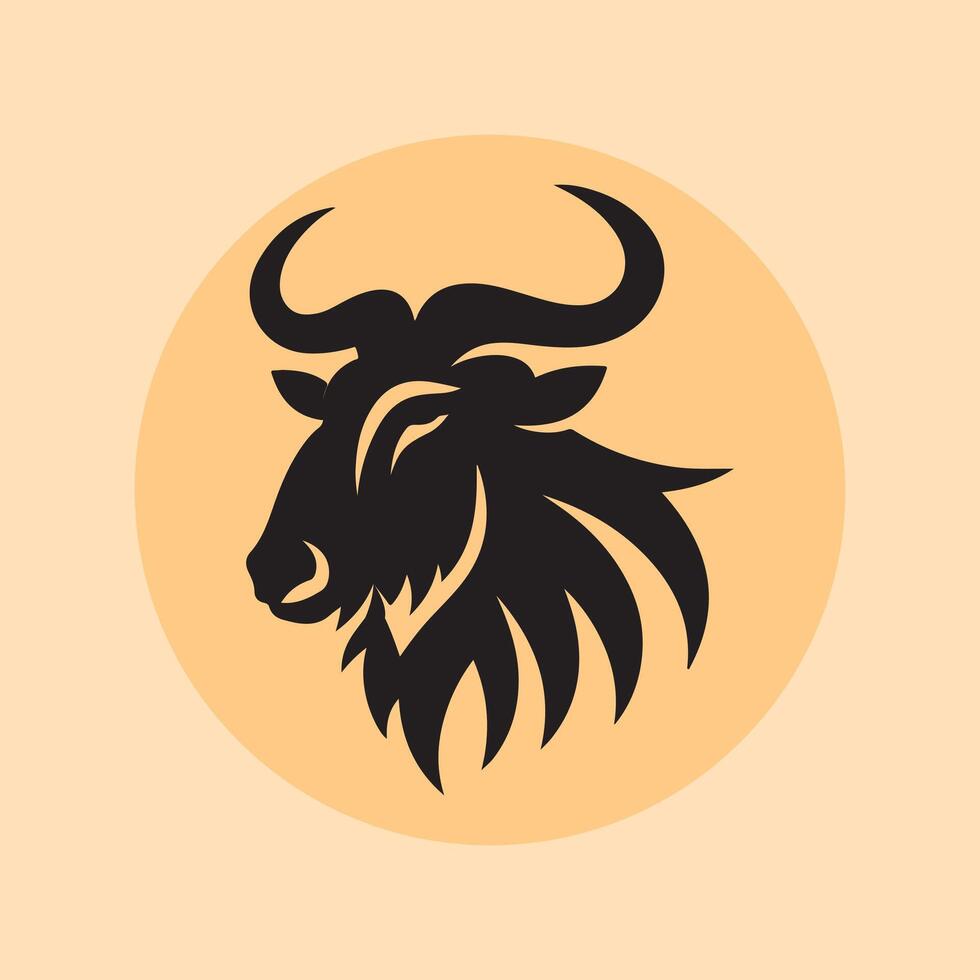 wildebeest head logo vector