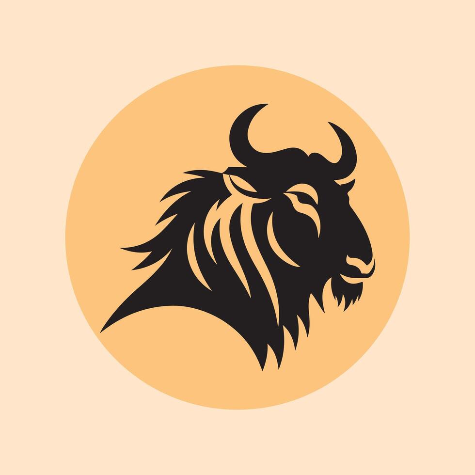 wildebeest head logo vector