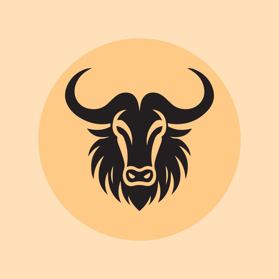 wildebeest head logo vector