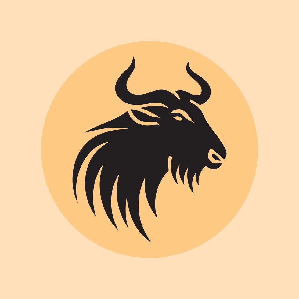 wildebeest head logo vector