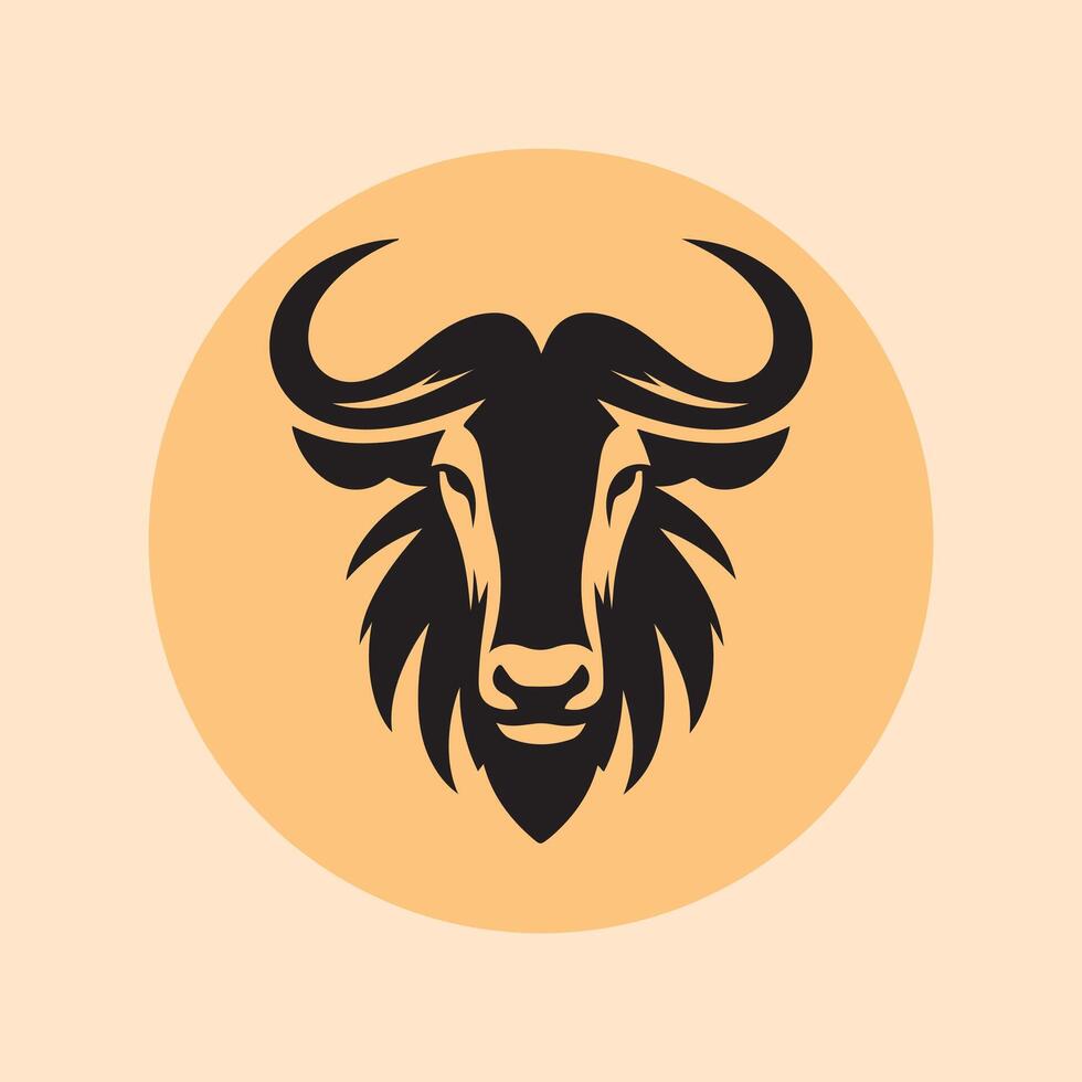 wildebeest head logo vector