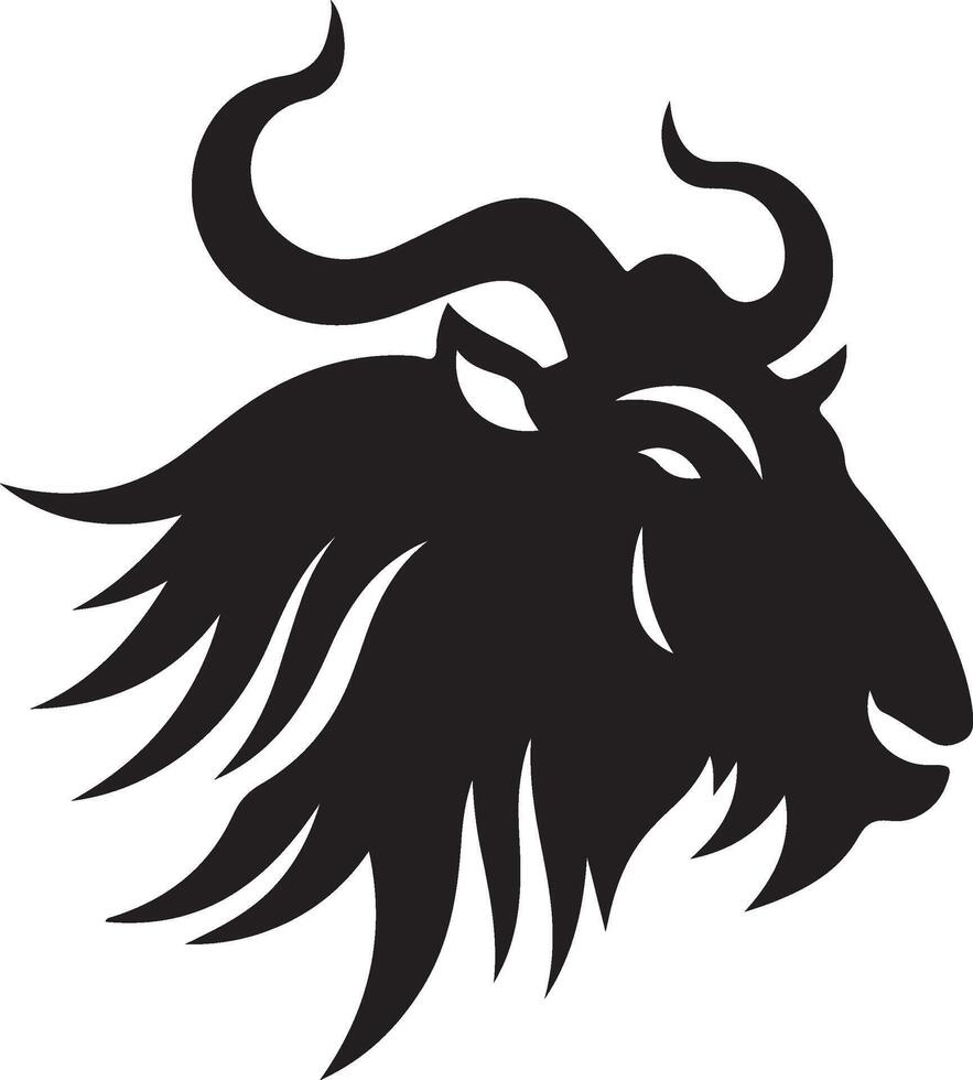 wildebeest head logo vector